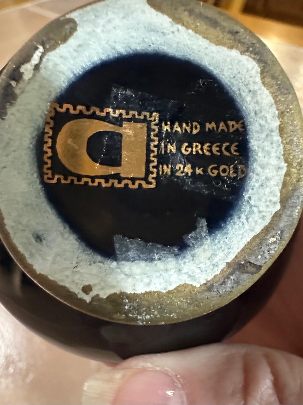 VTG Handmade in Greece Black and Gold Decorative Pitcher Vase - Picture 2 of 6
